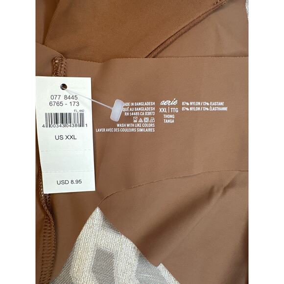 Aerie Real Good SMOOTHEZ No Show‎ Thong  Underwear 2 piece sand/horizon size XXL - Picture 3 of 3